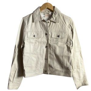 Cleo white leather trucker jacket
